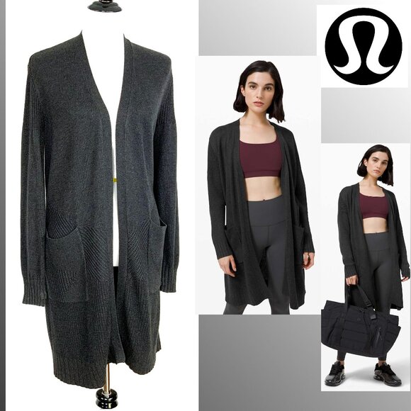 Lululemon Sincerely Yours Wrap Sweater in Heathered Deep Coal Sz M - Picture 1 of 16